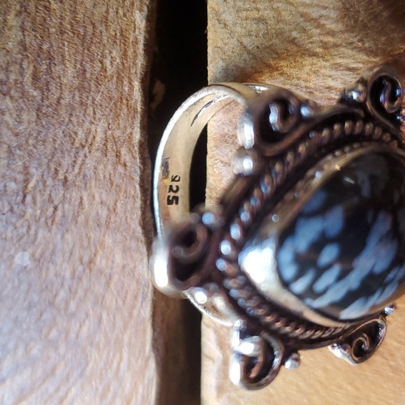 New Snowflake Obsidian 925 Silver Ring. - Picture 3 of 8
